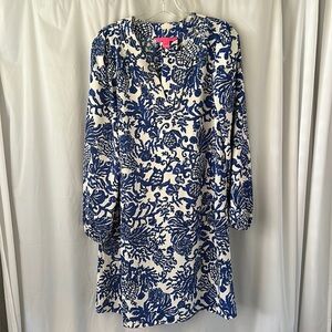 Lilly Pulitzer Blue and White Floral Print Tunic Dress